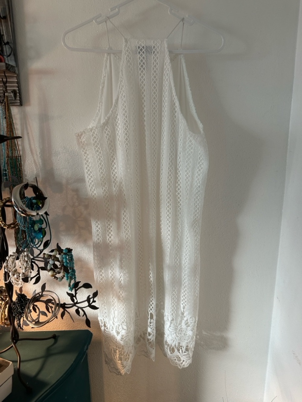 White halter style dress